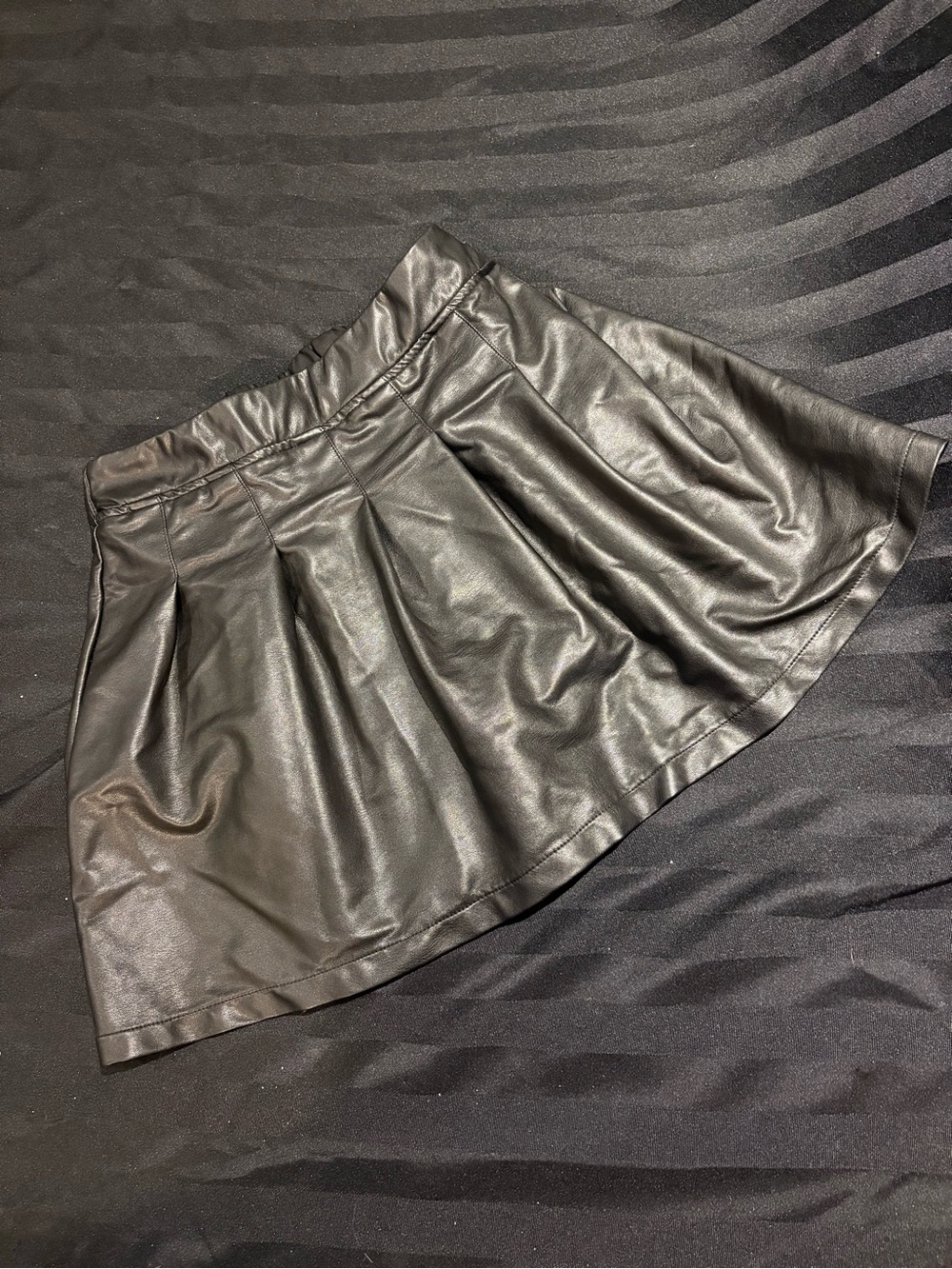 Justice Black Faux Leather Circle Skirt